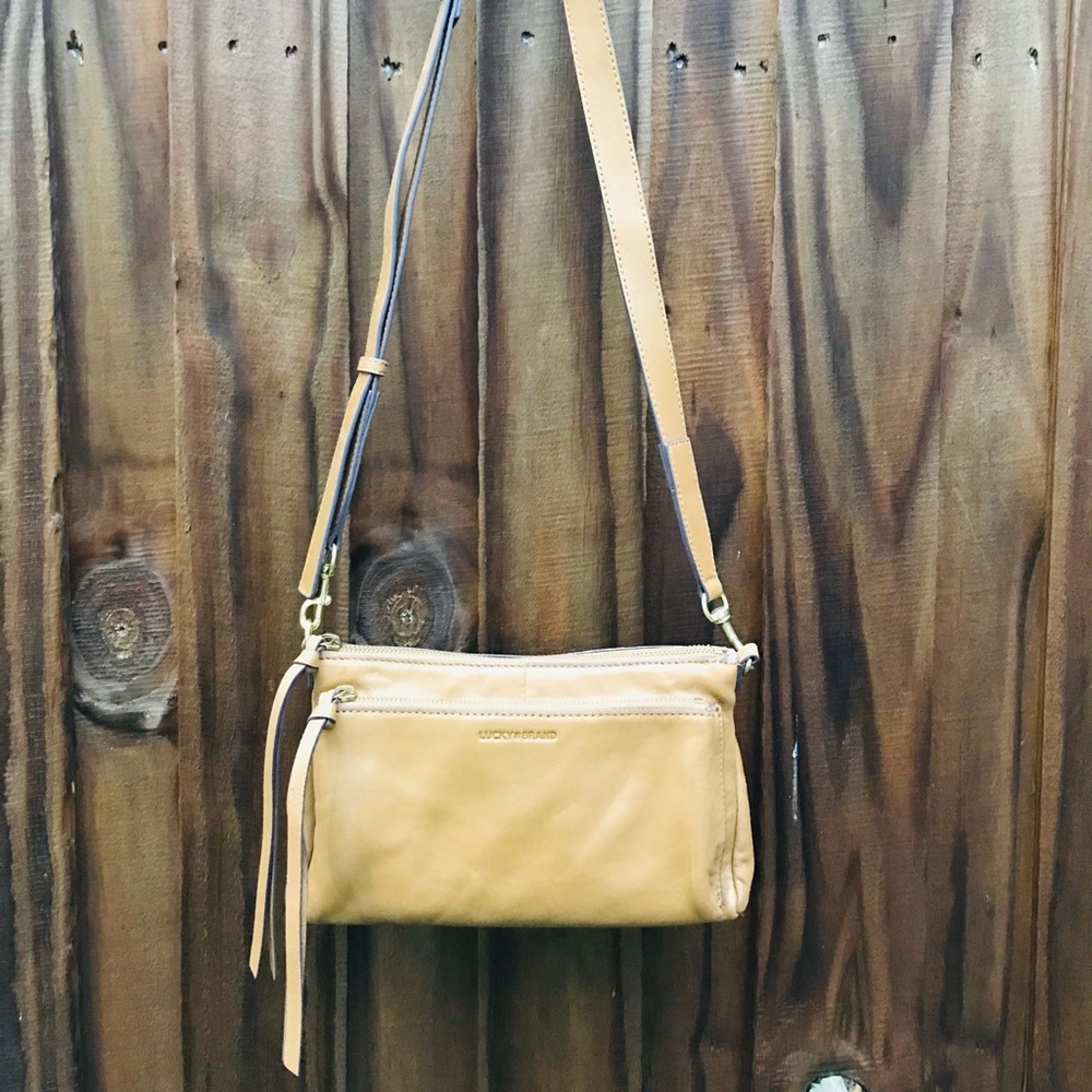Lucky brand tassel leather crossbody purse bag handbag